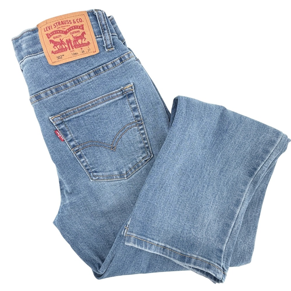 Levi's 502 Regular Taper Jeans Kids Size 12 Reg Blue Adjustable Waist